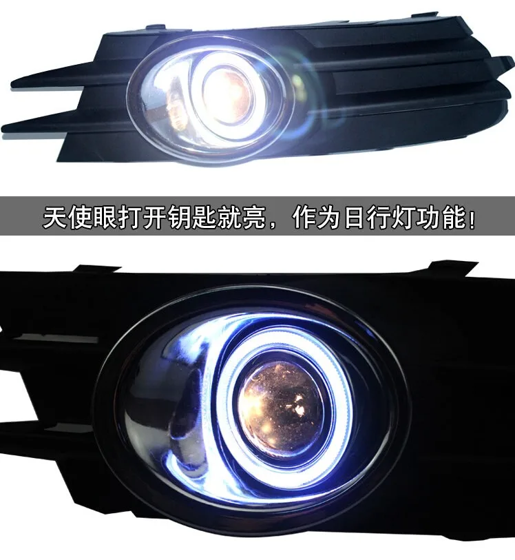 DRL angel eye(6 цветов)+ объектив проектора+ H3 галогенная противотуманная фара+ черная противотуманная фара для Volkswagen scirocco 2009-14, 2 шт