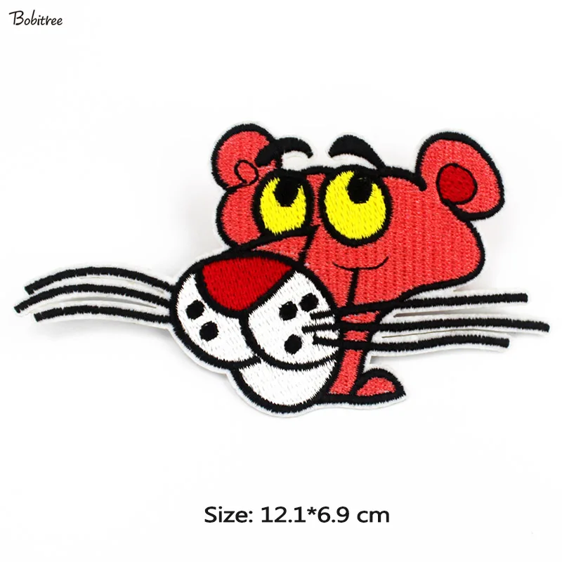 

Cartoon Popular Pink Panther Embroidered Patches Iron on transfer Badges Appliques for Cloth Jacket Backpack Stickers