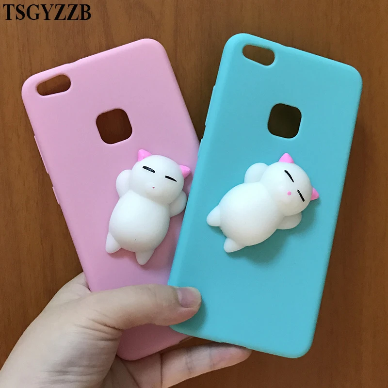 

For Huawei P10 Lite Case Cat Cute Squishy 3D Soft TPU Silicon Cartoon Phone Case For Huawei P8 Lite 2017 Back Cover P9 Lite 2017