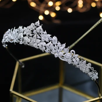 ASNORA Cubic Zirconia Crown For Women Birthday Gift Silver Color Diadem Bride Tiaras Classic Headband