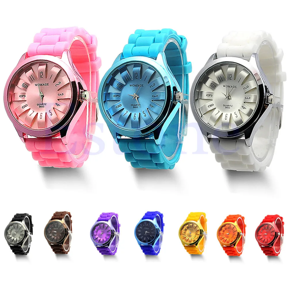 1 шт Модные Симпатичные Желе наручные часы для мужчин и женщин силиконовые кварцевые спортивные часы Женева