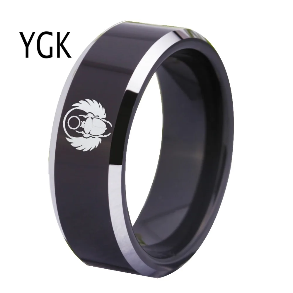 New Fashion Jewelry Men's Tungsten Carbide Ring Black Color Egypt Beetle Design Party Ring Animal Design Jewelry Gift