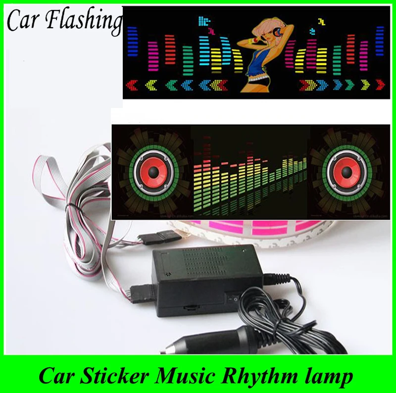 

Car Flashing 1Pcs Music Rhythm EQ Sticker Music Equalizer on Car Windshield LED Sound Activated EL Sheet Glue Stickers 90*25 cm
