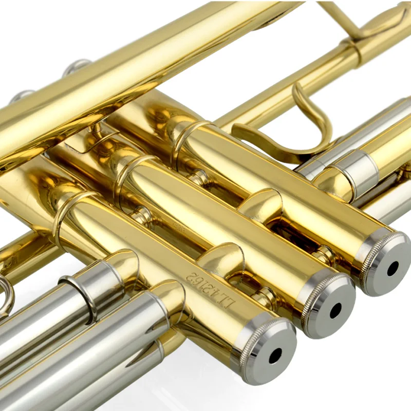 Труба Bb B плоские медная труба инструменты золотой лак Professional Музыкальные инструменты мундштук для трубы
