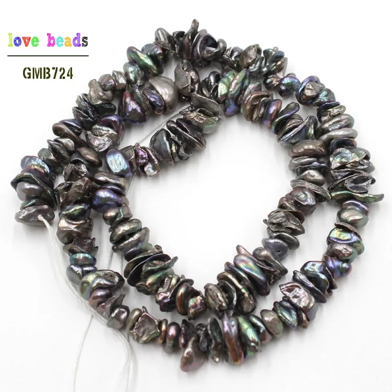 Kaufen Natürliche 8 10mm Weiß Schwarz Süßwasser Perle Unregelmäßige Perlen für Armbänder Halskette DIY Schmuck Machen 15   Strand