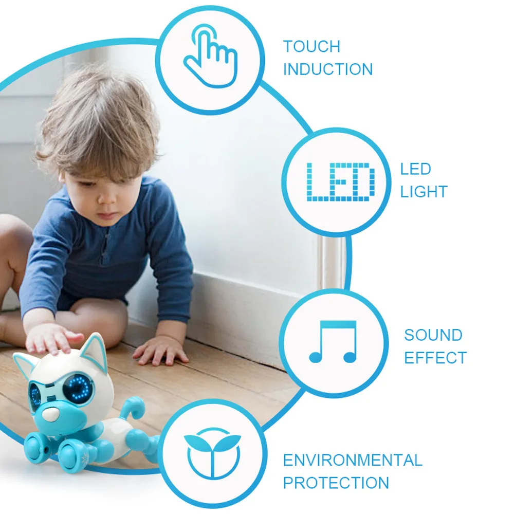 UInteractive Smart Robot Toy Dog Electronic Pet Puppy LED Eyes Sound Recording Sing Sleep Cute Action Education Robotic Toys Dog
