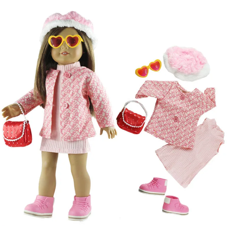 1 компл. Кукольная одежда розовый наряд пальто+ платье для 1" Дюймов Американская кукла много стилей на выбор
