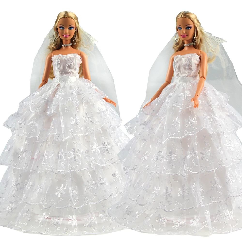 Мода Hihg качество кукла ручной работы аксессуары продукт белый Вечеринка свадебное платье одежда для Барби игрушки для детей
