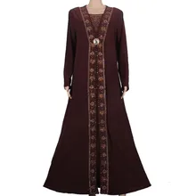 Islamic Clothing for Women Muslim Abaya Dress Beading Design Modest Jilbabs and Abayas Kaftan Dress Coffee 55X1090-1