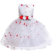 Нарядное платье с цветочным узором для маленьких девочек; детская одежда принцессы; рождественское многослойное платье-пачка для девочек на День Благодарения