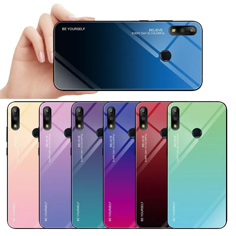 

Tempered Glass Case for Asus Zenfone Max Pro M1 M2 ZB633KL ZB631KL ZB601KL ZB602KL Luxury Gradient Glossy Silicone Cover Funda