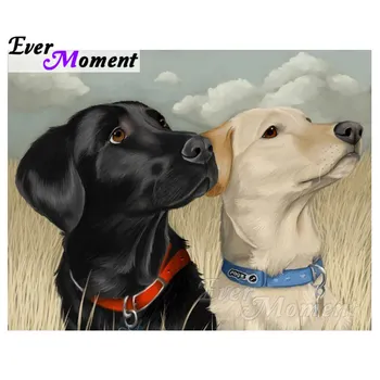 

Ever Moment Diamond Embroidery White Black Dogs Lovely Picture Mosaic Rhinestones Diamond Painting Decoration Full Square S2F249