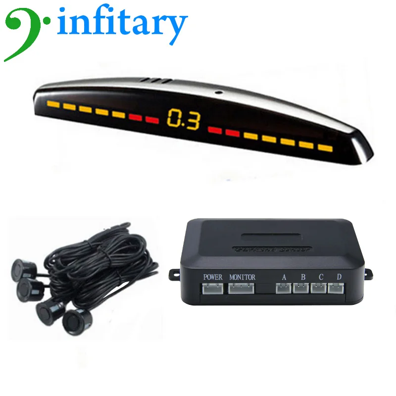 Infitary Car Reversing Sensors Kit 4 Parking Sensors LED Monitor