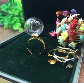 

50sets/lot 18*5mm pumpkin ball striped glass globes with ring findings set glass bottle vial pendant handmade jewelry supplies