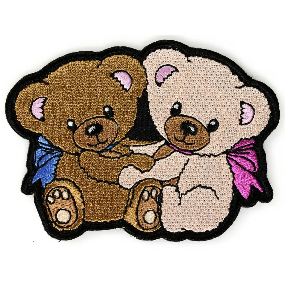 

Cute Cuddling Teddy Bear Patch Embroidered Applique Sewing Label punk biker Patches Clothes Stickers Apparel Accessories Badge