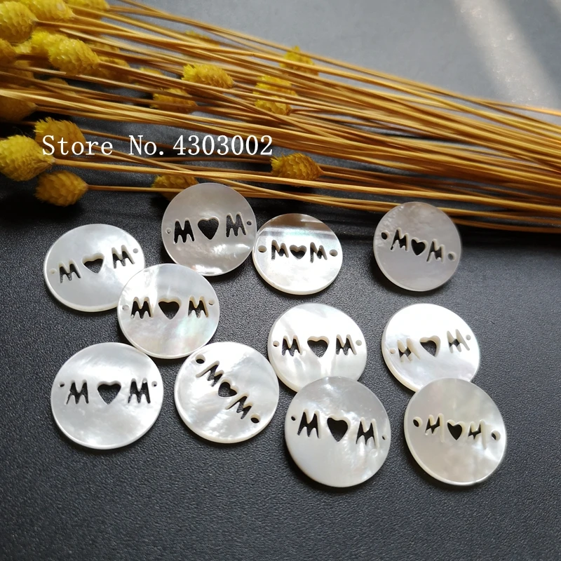 

50pcs/lot 15mm Natural Letter Mother Pearl Shell Letter MAMA Mother Pearl MOP for Bracelet & Necklace DIY Jewelry