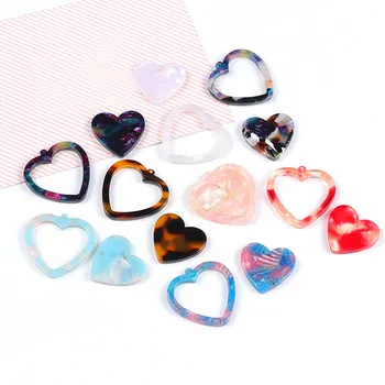 

SEA MEW 20PCS 19mm 25mm Fashion Acetic Acid Resin Heart Pendant Connectors Charm For Earring Jewelry Making