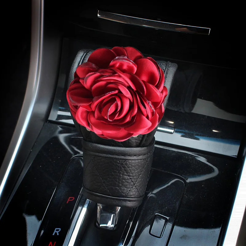 2Pcs-Set-Leather-Crown-Car-Handbrake-Cover-Gear-Shifter-Knob-Cover-Crystal-Rhinestone-Auto-Hand-Brake