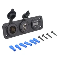 3 в 1 двойной USB светодиодный зарядное устройство+ Вольтметр+ 12 В Разъем+ 3 отверстия панели морской водонепроницаемый автомобиль Лодка