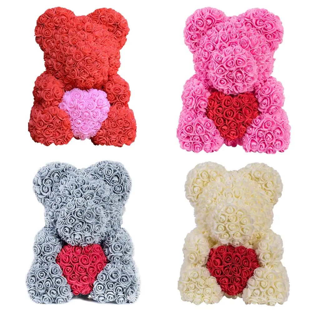 

Bear Roses Artificial Flowers Home Wedding Festival DIY Cheap Wedding Decoration Gift Box Wreath Crafts 2019Hot Sale 40cm