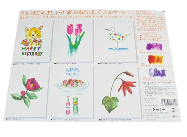 LifeMaster Sakura Akashiya Акварельная кисть 20 цветов/набор нейлоновая мягкая кисть каллиграфия ручка Живопись принадлежности