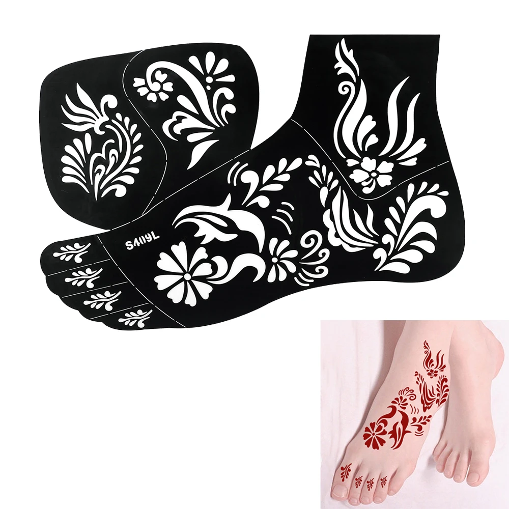 1 Pc Henna Left Foot Stencil Waterproof Temporary Tattoo Sticker For Sexy Women Body Art Paiting Tool Tattoo Template Gift S409l Tattoo Jar Sticker Labletattoo Arm Aliexpress