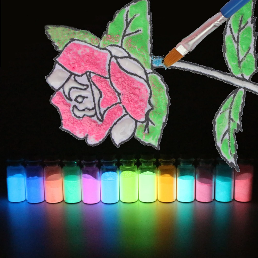 

10g/Bag DIY Slime Supplies Luminous Powder Glitter Bright Fluorescent Pigment Powder for Girls DIY Craft Toys Paint Printing Toy