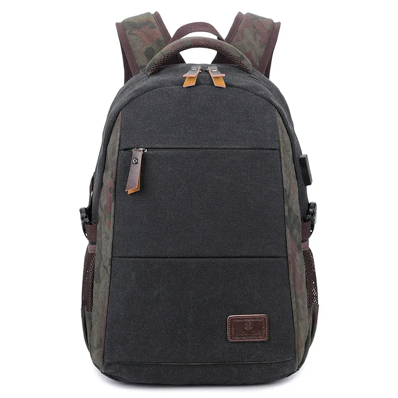 

new fashion usb charging computer backpack men travel backpack multifunction wear-resisting canvas backpack casual school bag