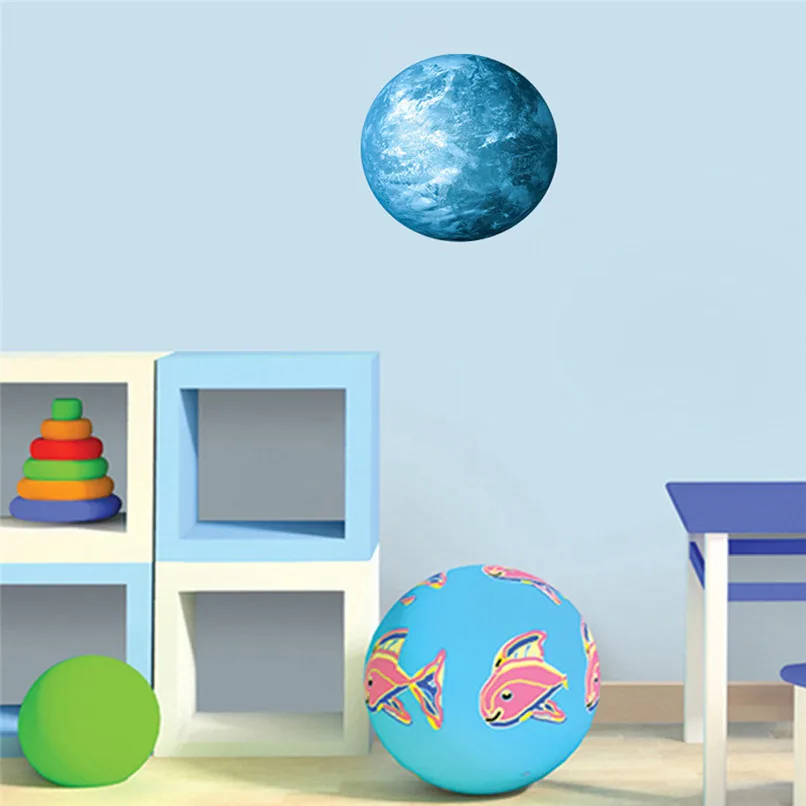 New Arrival 30cm 3D Large Earth Fluorescent Wall Sticker Removable Glow