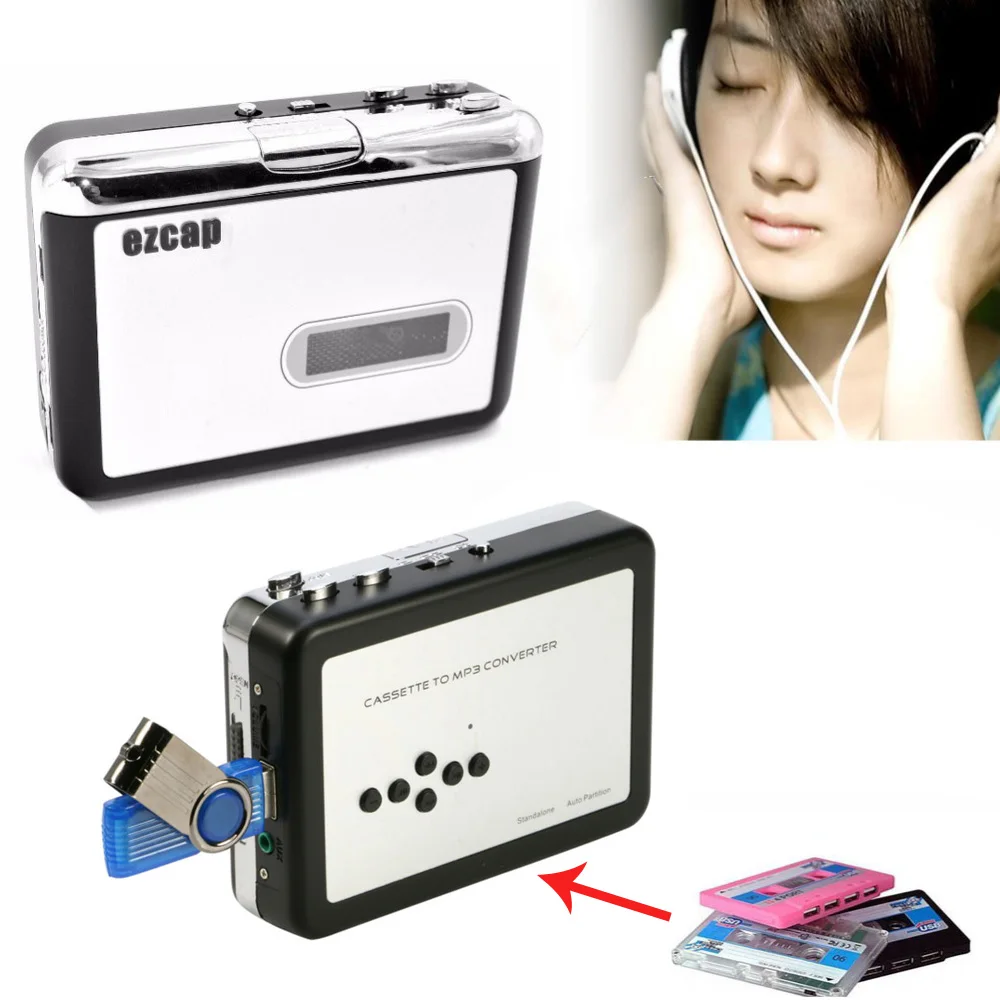 New Ezcap Old Cassette tape to MP3 converter to USB Flash Drive U Disk ,Walkman Player, auto-reverse,Metal chips,NO Need PC