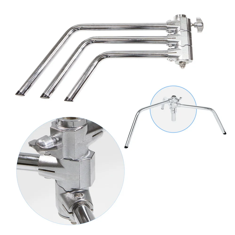Heavy Duty Light Stand with Detachable Base 5-10 feet/1.6-3.2 meters Adjustable C Stand with 2 Risers for Photography