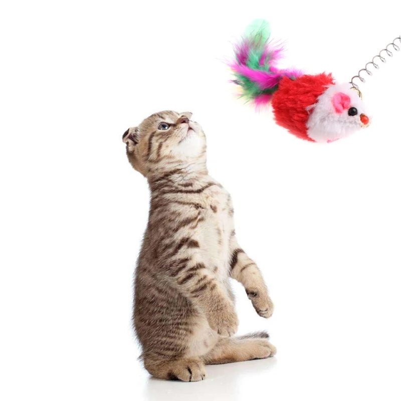Новинка 3 шт. Забавный котенок питомец игральные игрушки эластичное перо игрушечная мышь игрушка на присосках