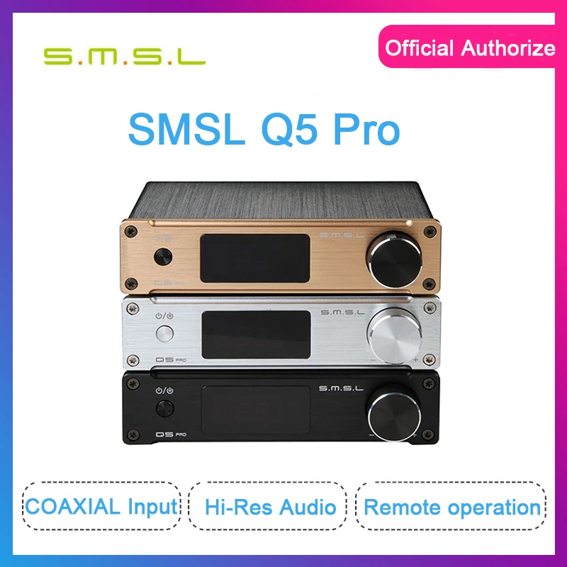 

SMSL Q5 Pro Mini HiFi 2.0 Pure Digital Home Audio Amplifier Input Optical/Coaxial/USB/ Power 45W*2 Remote Control