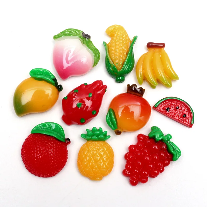 

20Pcs Mixed Resin Fruits Decoration Crafts Flatback Cabochon Embellishments For Scrapbooking Kawaii Cute Diy Accessories
