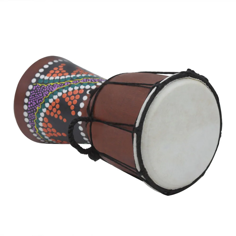 4 Inch Compact Size Wooden African Drum Djembe Bongo Hand Drum Percussion Musical Instrument  (Patterns Random Delivery)