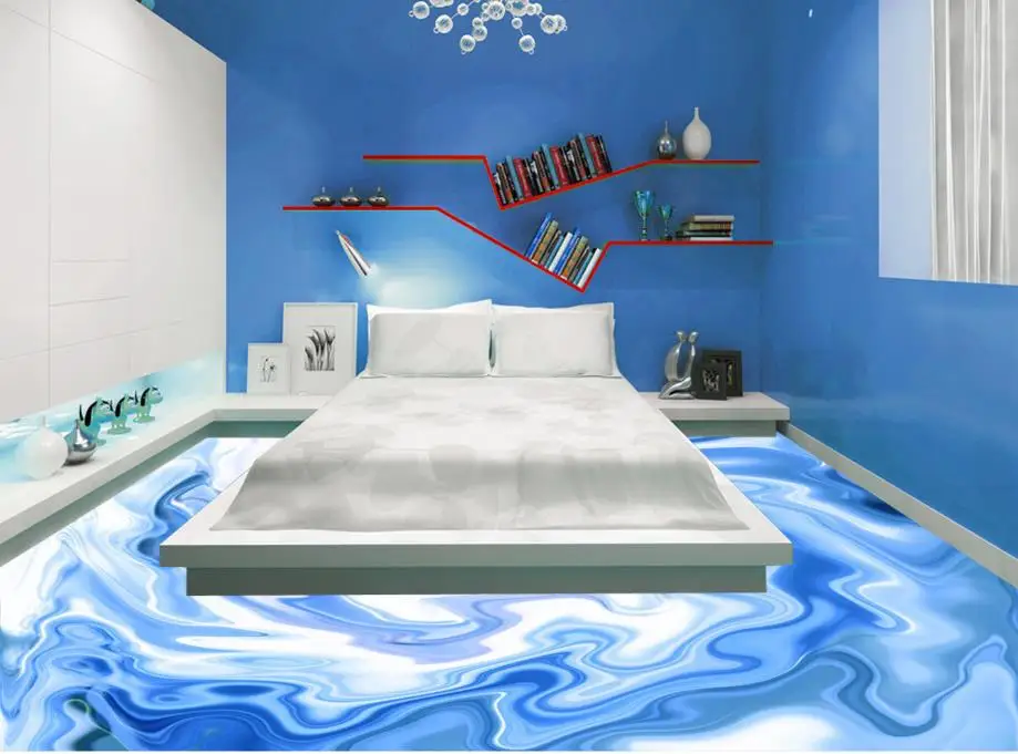 

Custom abstract floor pattern creative 3d floor murals non-slip wear self-adhesive waterproof PVC plastic tiles