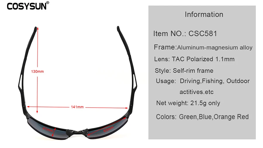 COSYSU, брендовые поляризованные солнцезащитные очки, мужские, фирменный дизайн, новинка, алюминиевые очки, для вождения, UV400, солнцезащитные очки, очки, Oculos De Sol