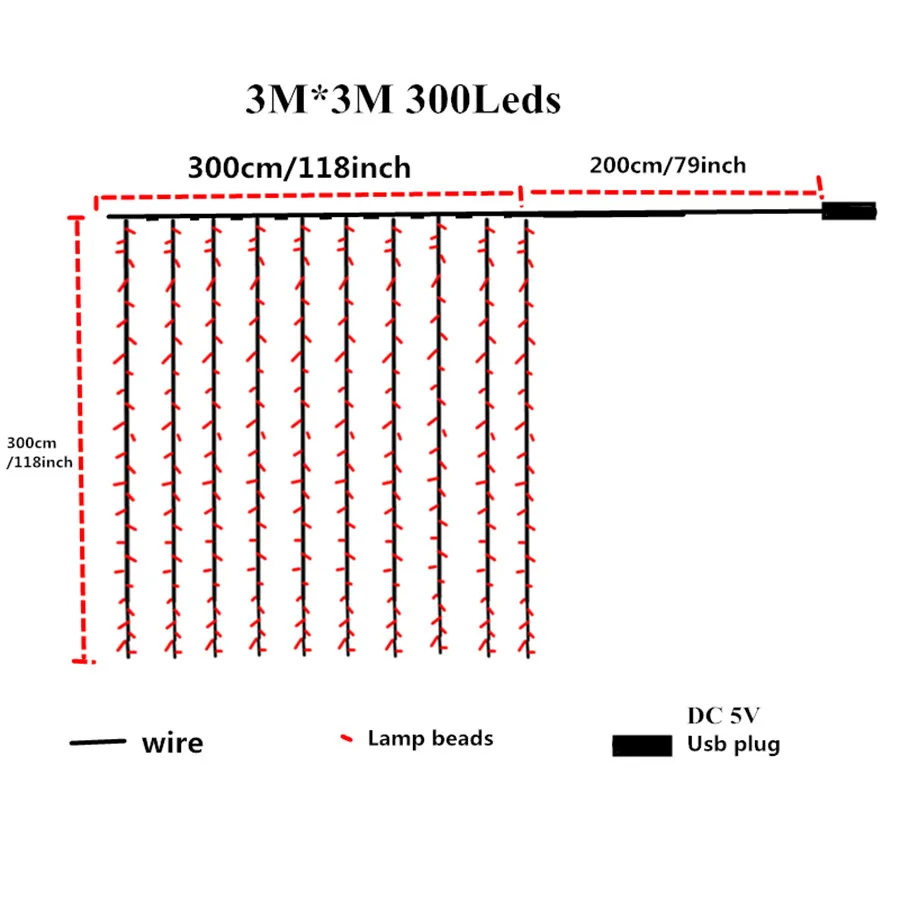 AIFENG-3Mx3M-300Led-Curtain-Light-Silver-Copper-Wire-Fairy-Light-Christmas-Garland-Wedding-Party-Holiday-Decor