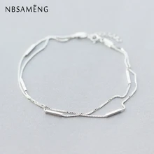NBSAMENG 925 стерлингового серебра два слоя змеиной цепи ножной браслет для женщин регулируемые лодыжки браслеты подарок ювелирные изделия