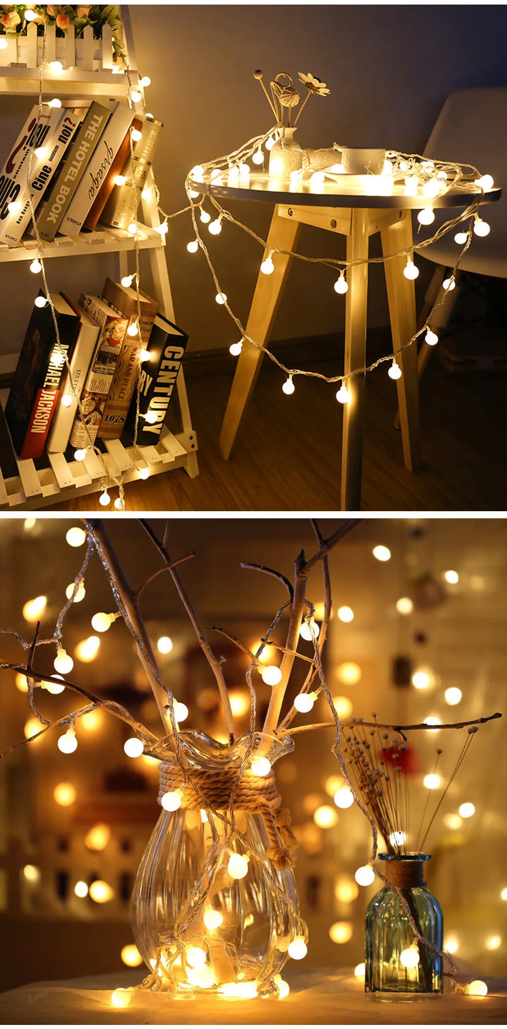 6M Fairy Garland LED Ball String Lights Waterproof For Christmas Tree Wedding Home Indoor Decoration AAA Battery Powered