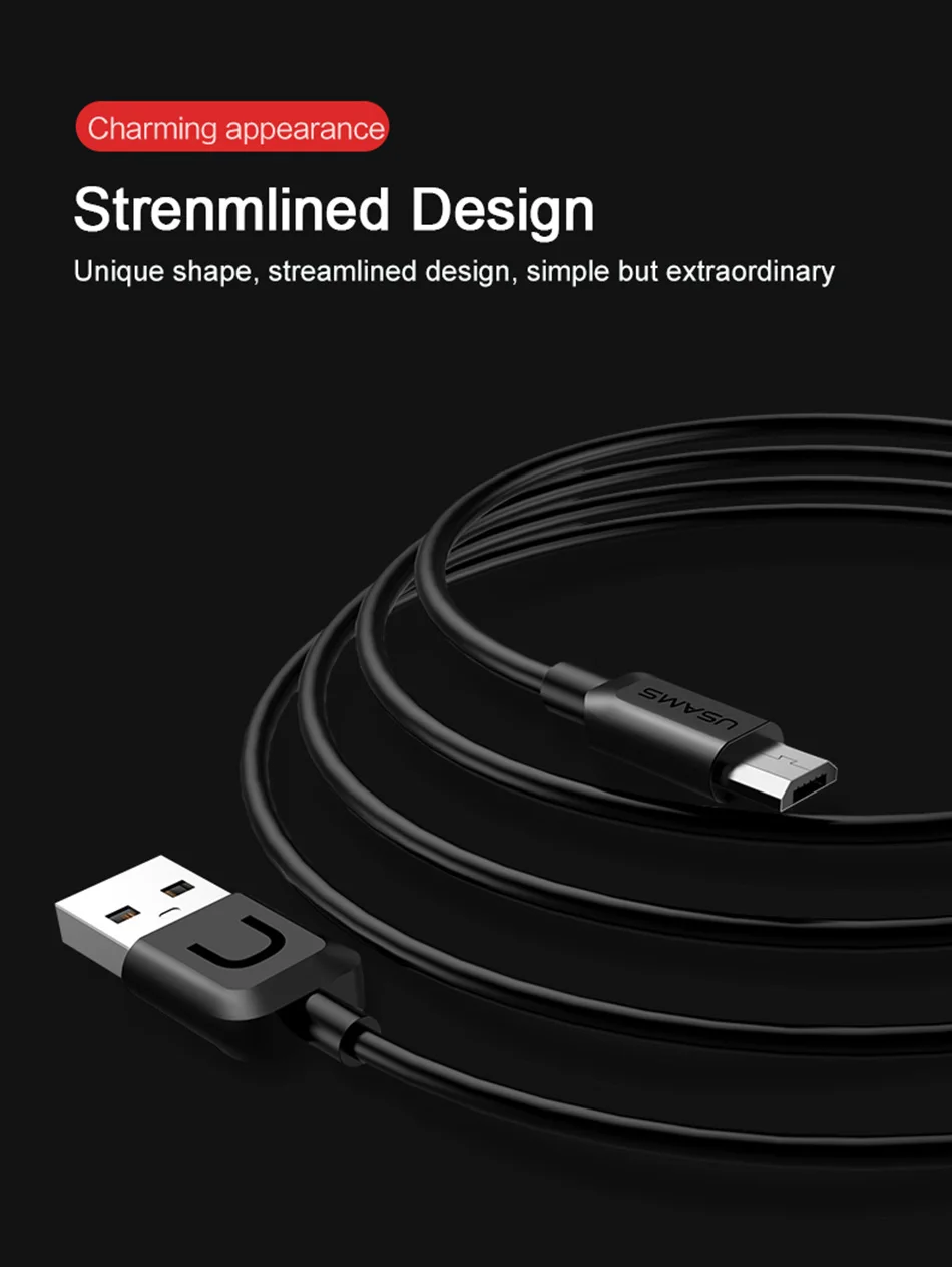 USAMS 10 шт./упак. кабель для передачи данных для Android Xiaomi Micro USB Max 2A Быстрый зарядный кабель для передачи данных для samsung Microusb для синхронизации данных Зарядное устройство кабель