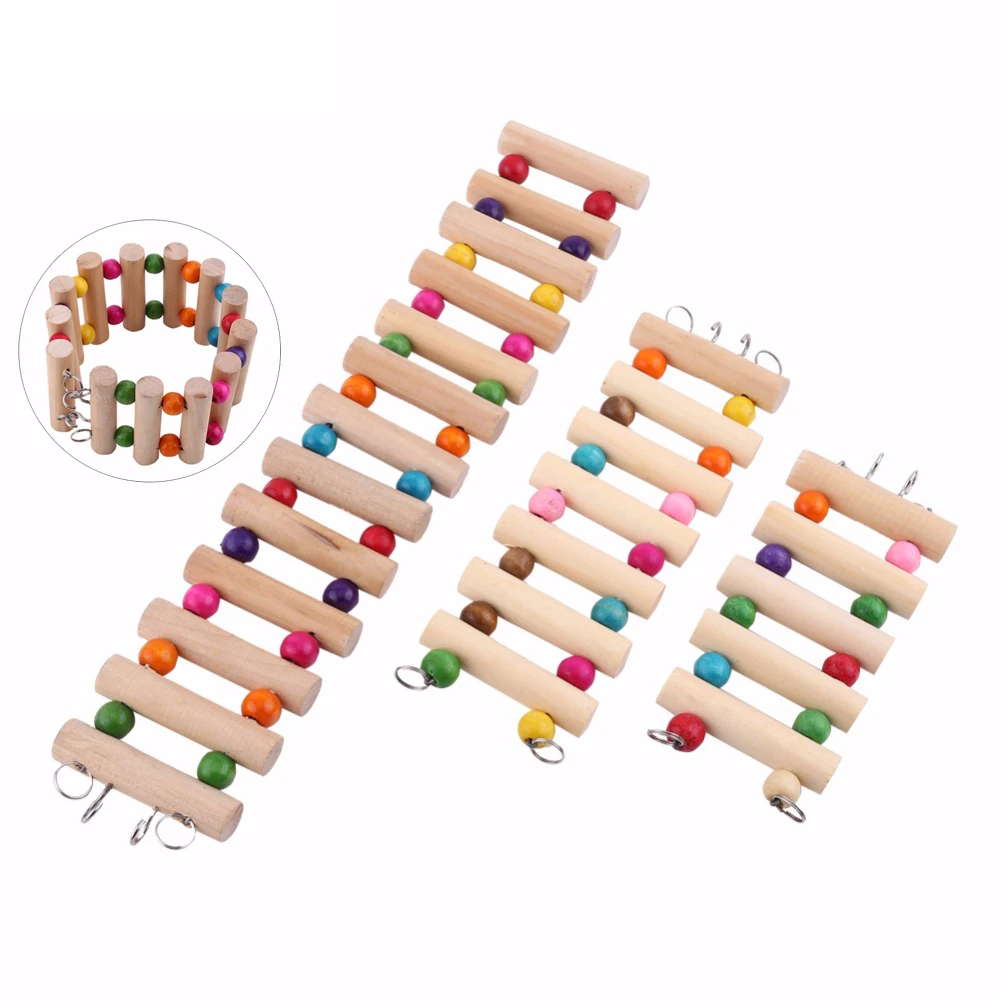 

Birds Wooden Chew Toy Draw bridge Pet Hanging Toy Bird Animal Cage Accessories Hamsters Parrot Hanging Toys Round logs Ladders