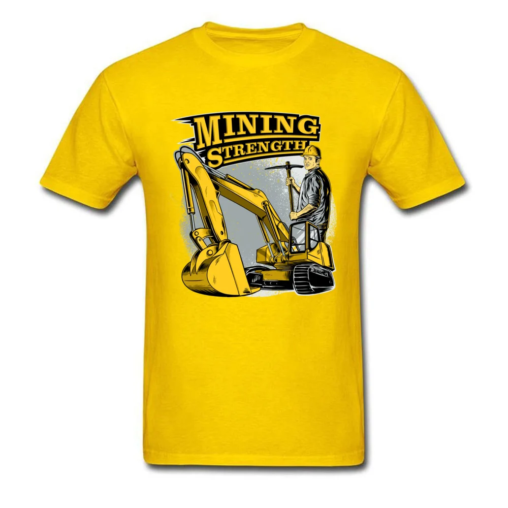 Mining Strength Excavator Young New Arrival Tops Shirt Round Collar Summer Pure Cotton T Shirt comfortable Tops Shirts Mining Strength Excavator yellow
