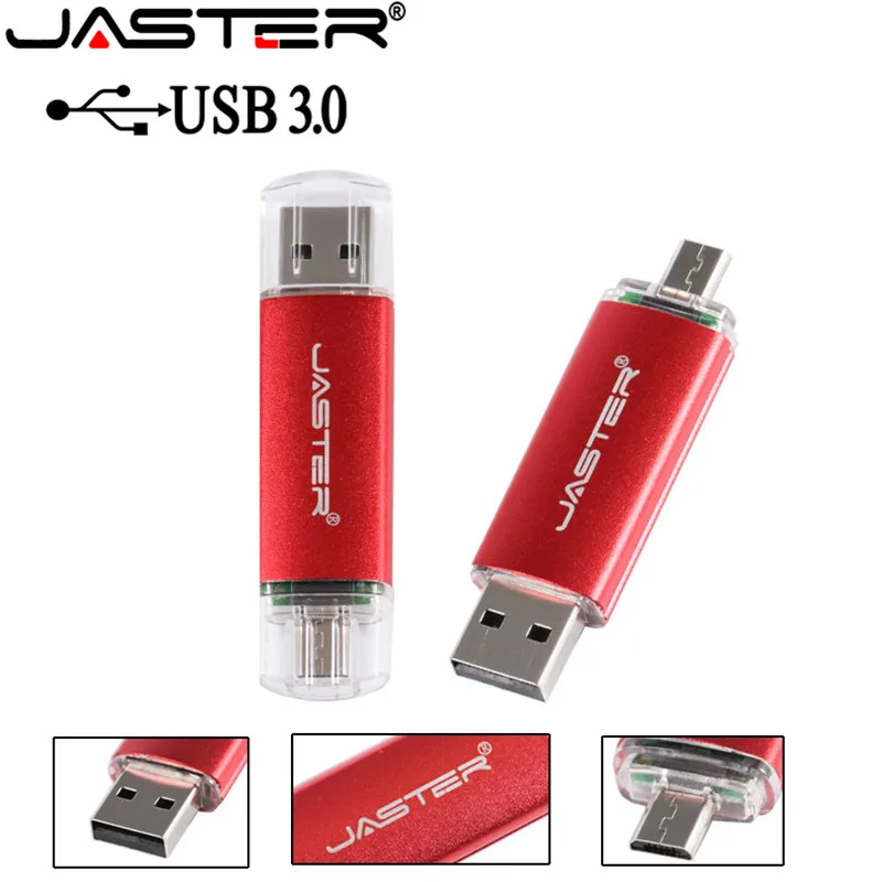 

JASTER USB 3.0 OTG Usb Flash Drives 8GB 16GB 32GB 64GB 128GB 2 in 1 Pendrives for android system External Pen Drive