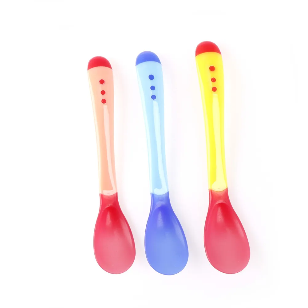 

Soft Silicone Temperature Sensor Spoon Sensing Thermal Feeding Spoon Baby Kids Weaning Head Tableware