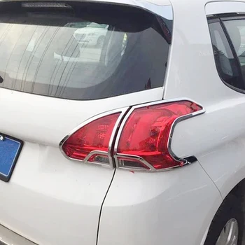 

2014 15 16 2017 ABS Chrome For Peugeot 2008 Car Accessories styling Car Back Rear Tail Light Lamp decoration Sticker cover Trim