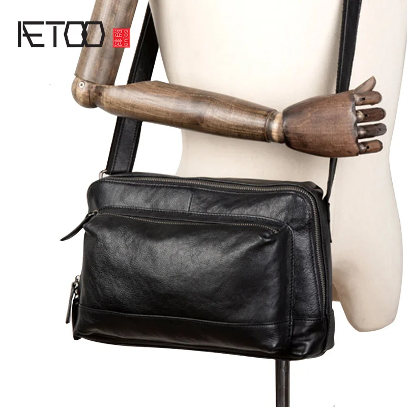 AETOO New simple head layer leather crossbody bag Casual men's leather crossbody bag shoulder bag