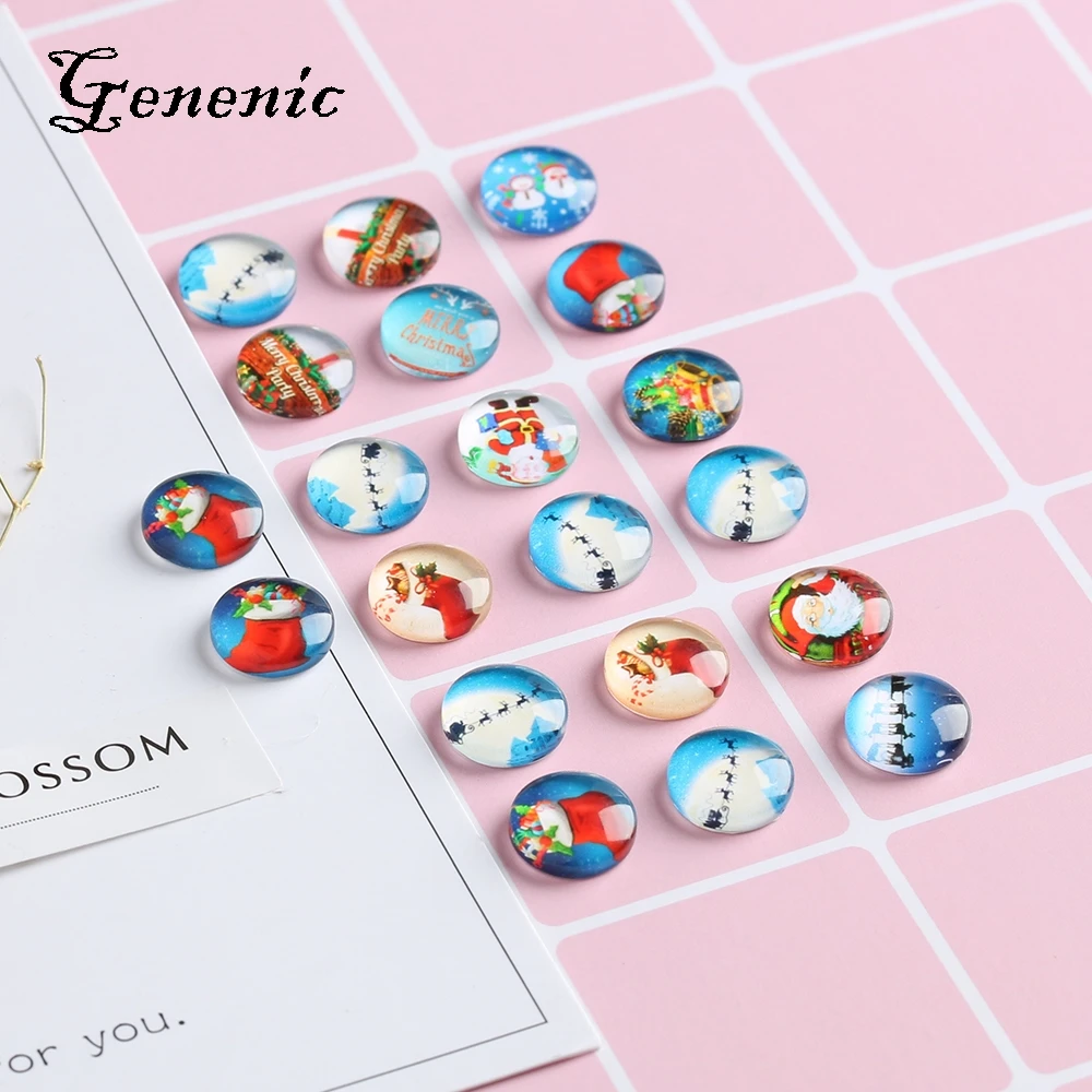 

20 Pcs Fashion Mixed Glass Cabochon For Christmas Decorations Cabochon Flatback Scrapbooking Embellishment Settings DIY Jewelry
