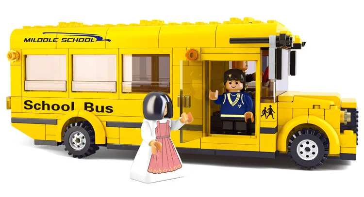 New 496pcs Sim City Yellow School Bus Construction Building Blocks Bricks Toy 
