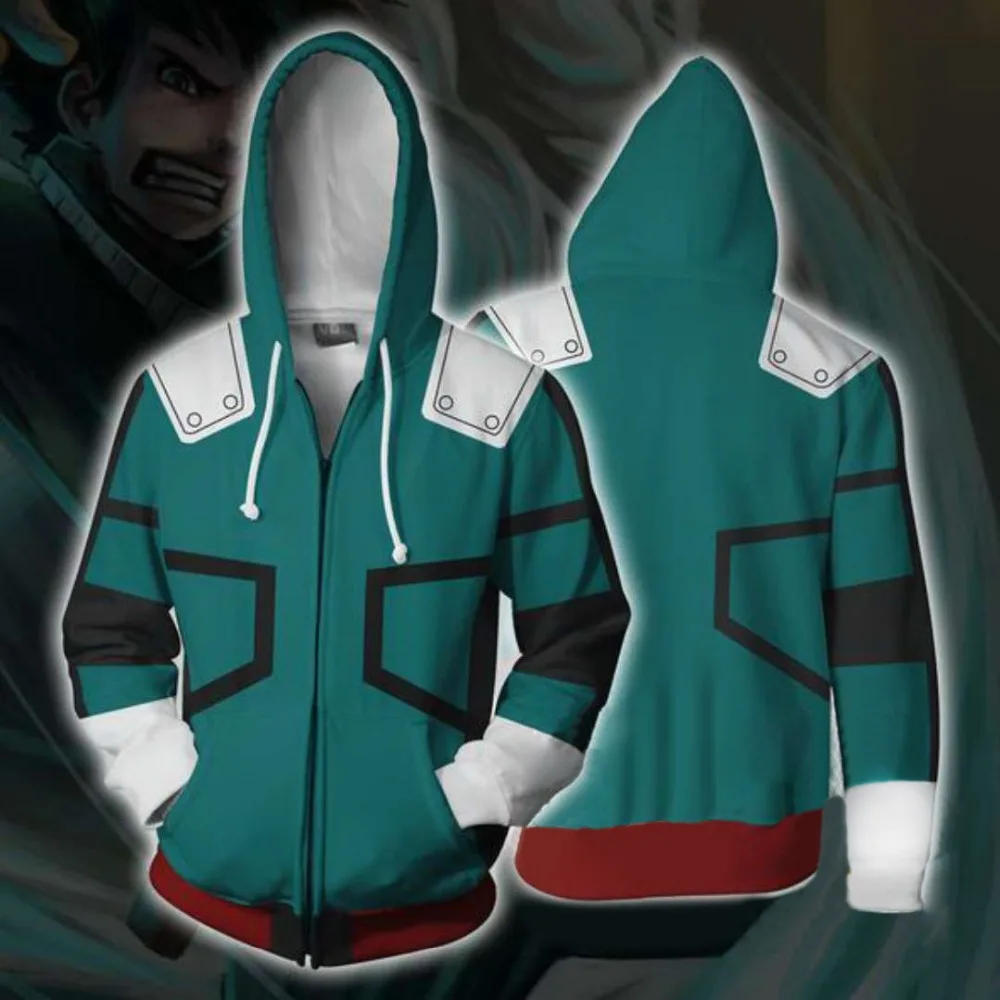 New Hoodies Men Women for Anime My Hero Academia Todoroki Shoto Cosplay 3D Print Hoodie Jacket Zipper Casual Sweatshirts Coat 
